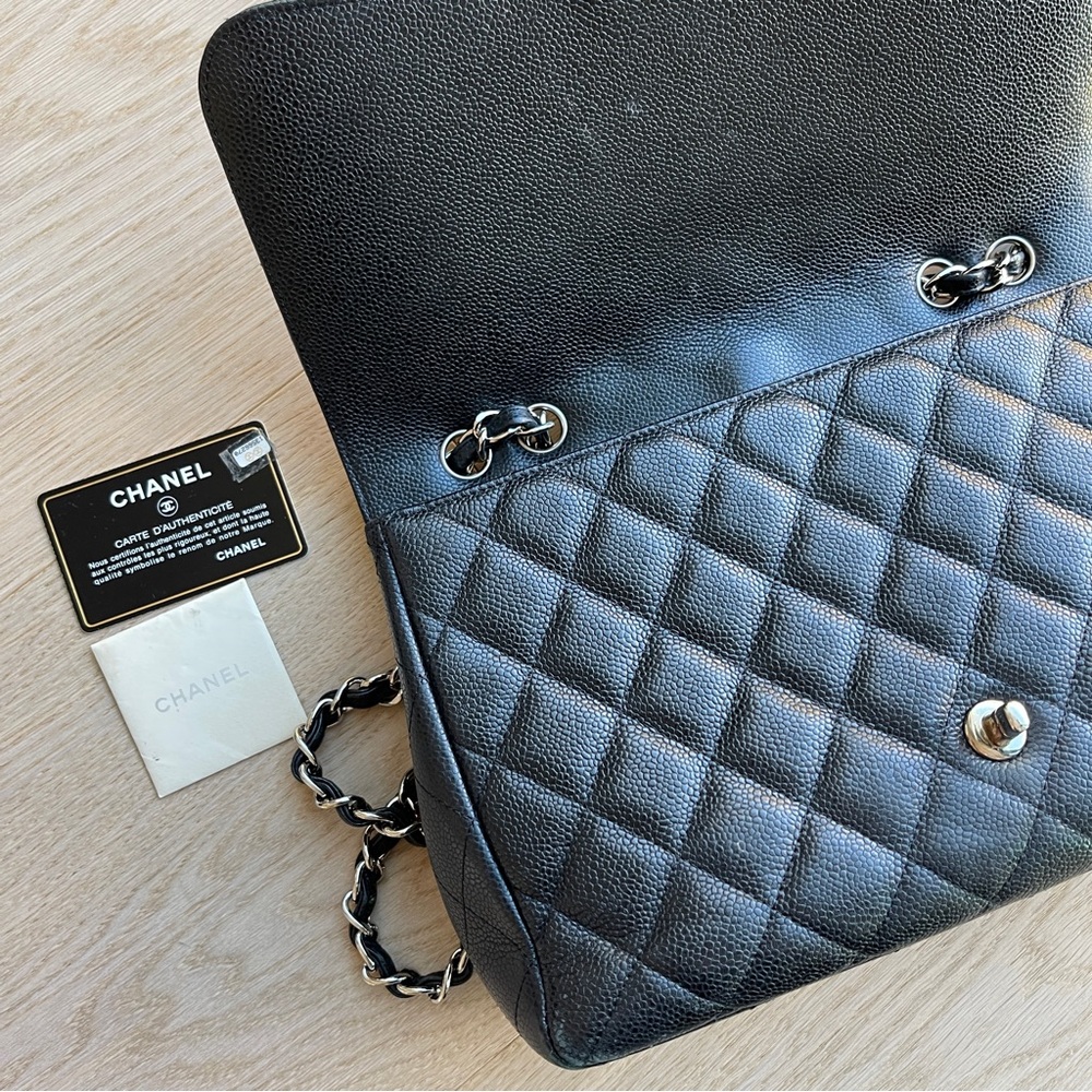 Chanel Jumbo Single Flap Black Caviar Silver Hardware - Picture 5 of 14